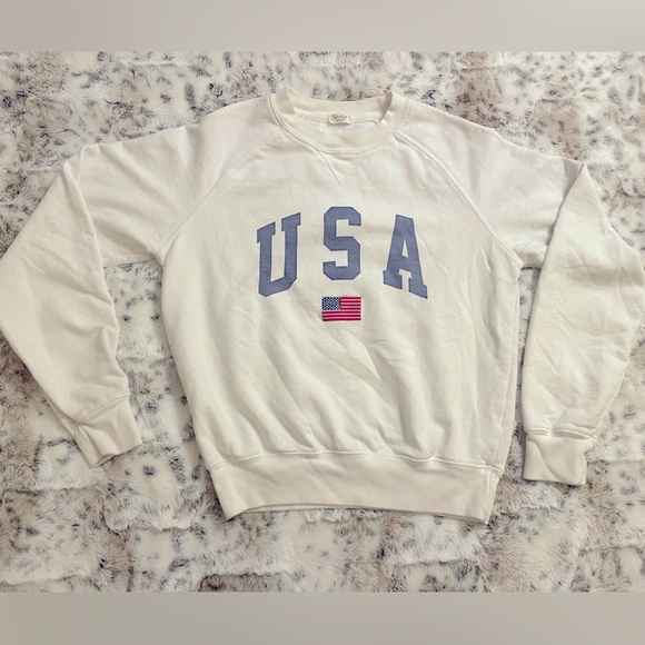 Brandy Melville Tops - John Galt White USA 90s Y2K Embroidered Pullover Crewneck Sweatshirt